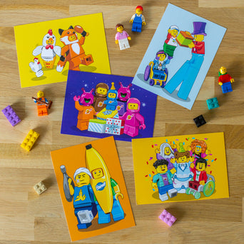 Kaarten en kinderpostzegels met LEGO® minifiguren